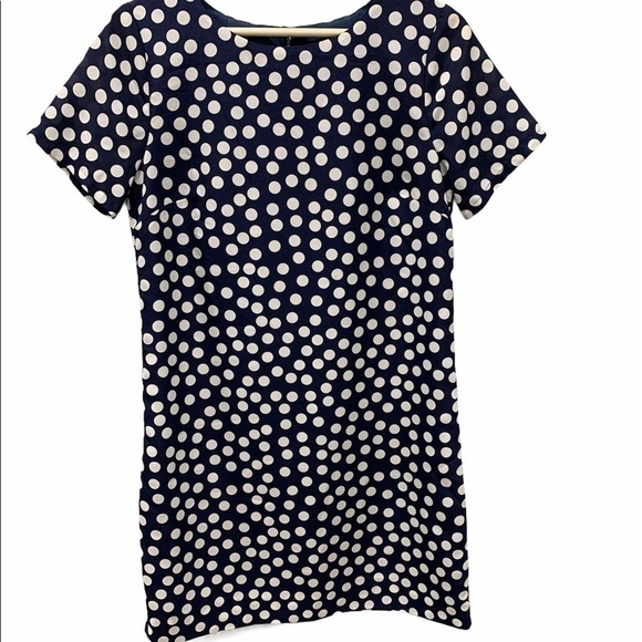 J. Crew Blue White Polka Dot Mini Short Sleeved Dress Size 2 - Picture 1 of 7